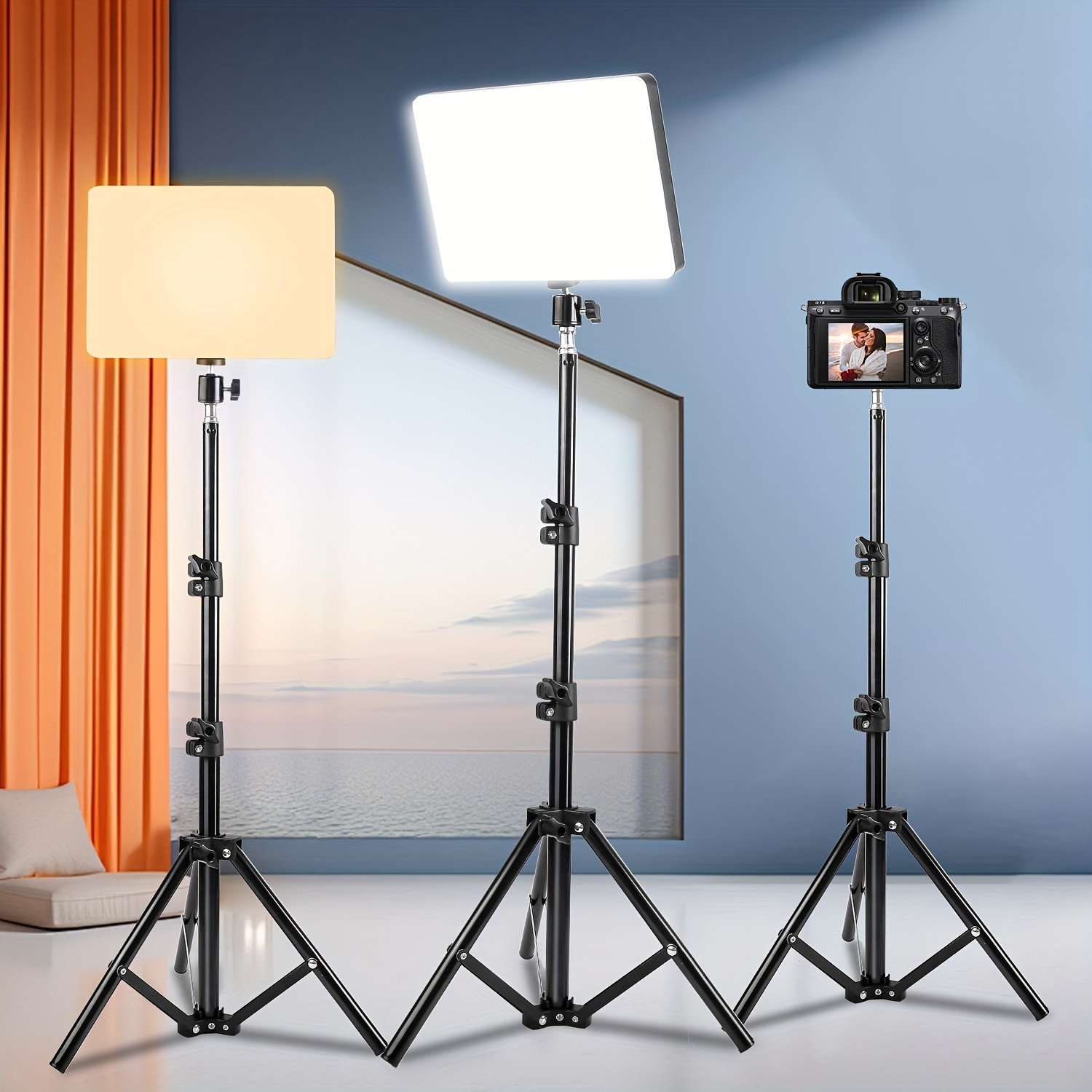 1pc Fill Light Photography Lighting Live Medium Square Tablet Lamp Adjustable Tripod