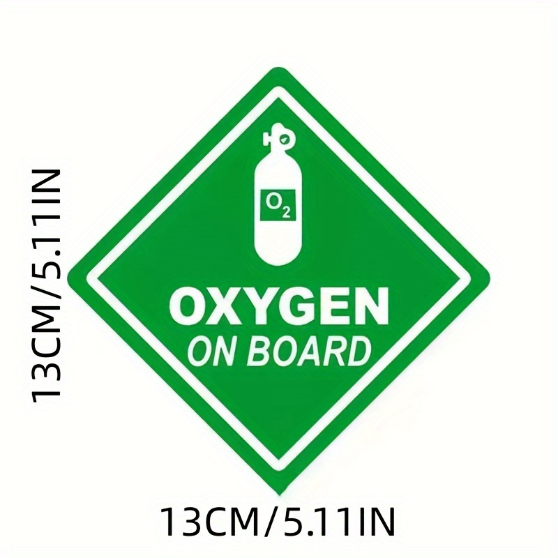 TEMU 2pcs Oxygen On Board Warning Stickers, Waterproof Pet Polyester Decals, Self-adhesive For Cars, Motorcycles, Laptops, Skateboards, Suitable For