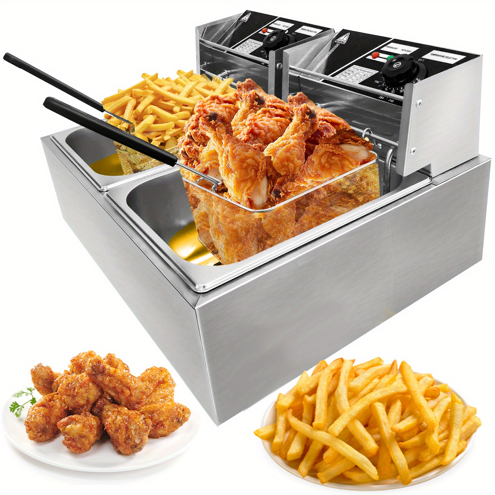 

12l Deep Fryer, Stainless Steel Countertop Electric Fryers With And Lid