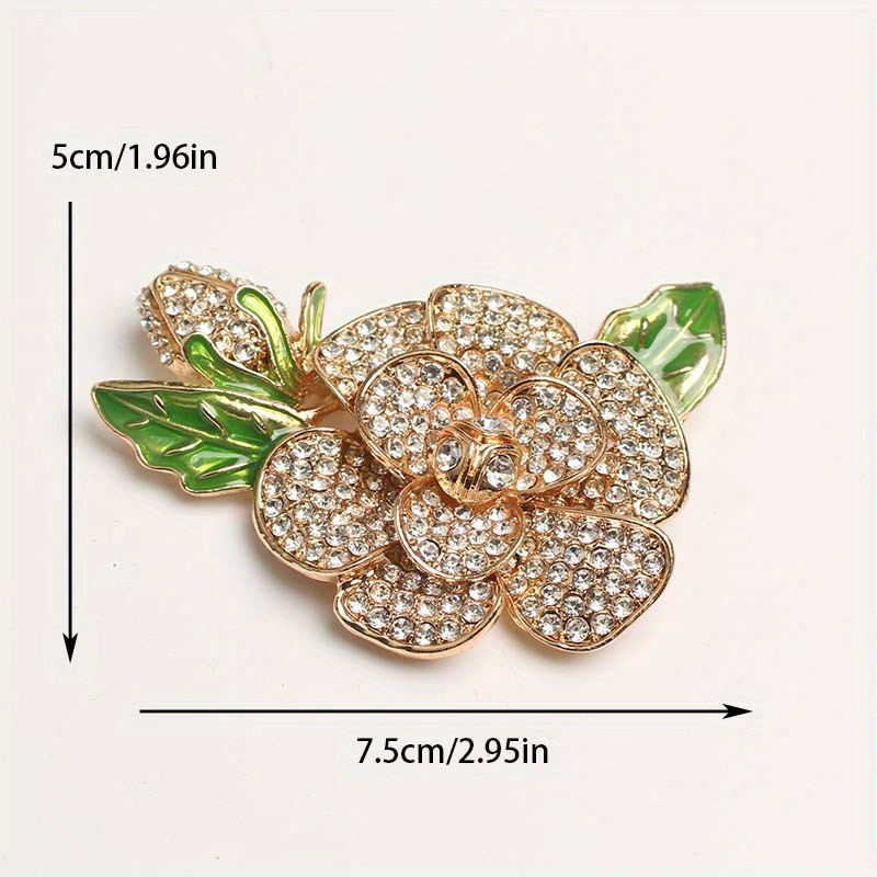 1pc retro   flower lapel pins with green   oil leaf design punk style enamel pins for womens clothing details 0