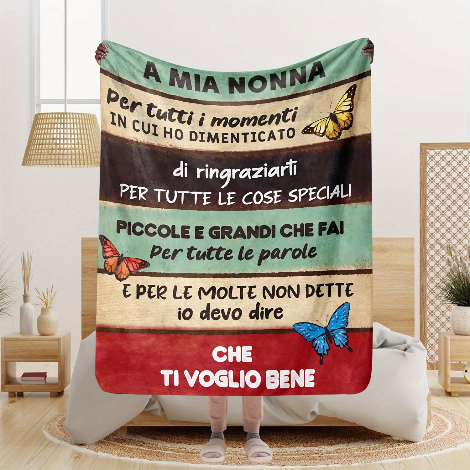 

1pc Italian Personalized Patchwork Blanket, Flannel Fleece Blanket For , , All , , Knitted , 200-250gsm