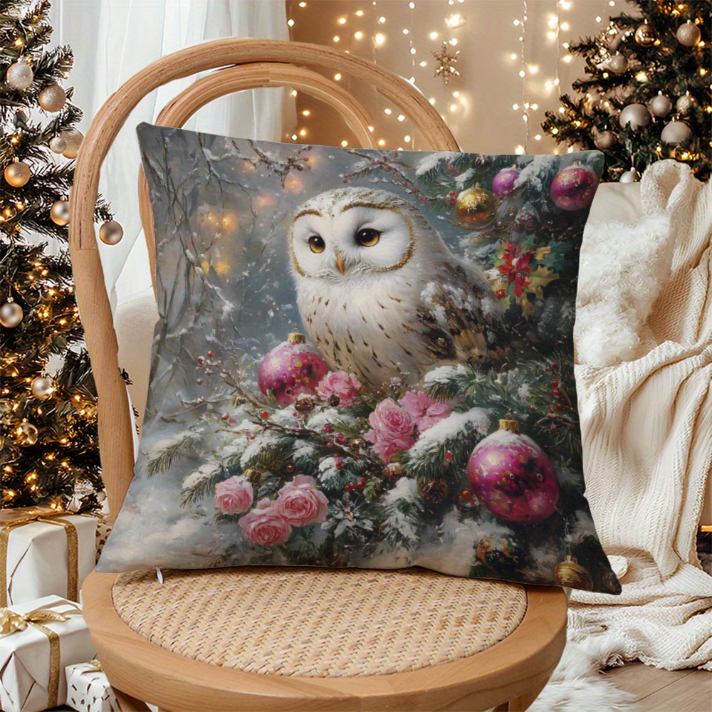 

1pc Owl & , , , Washable, Zippered Cushion For Sofa, Bed, Car, And - Christmas ( Not Included)