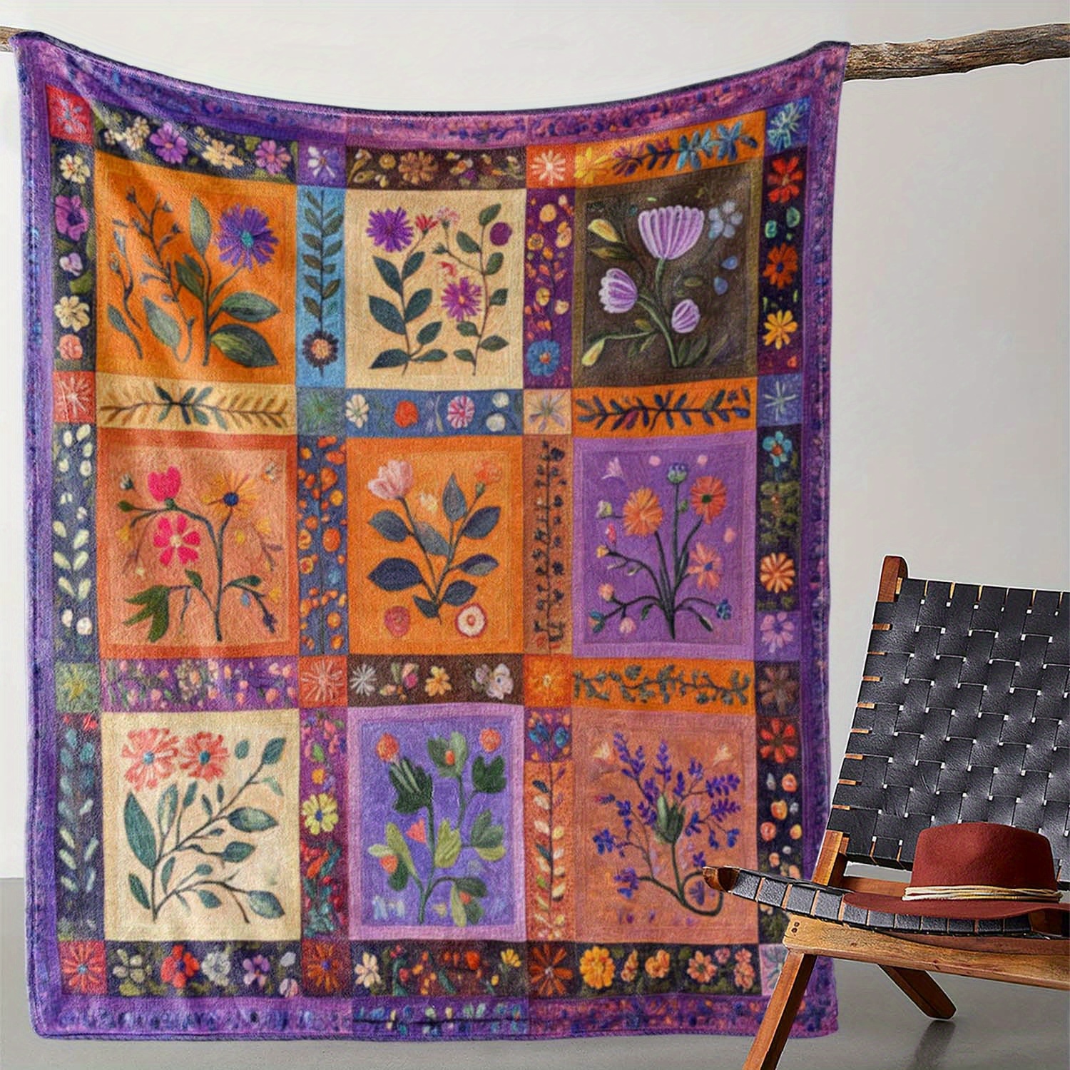 

1pc Patchwork Imprimé - , et Chaude en Tricoté Canapé, Lit, , , - Cadeau Toutes , 250-300gsm