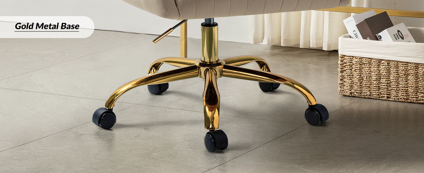Golden Base Velvet Home Office Desk Chair