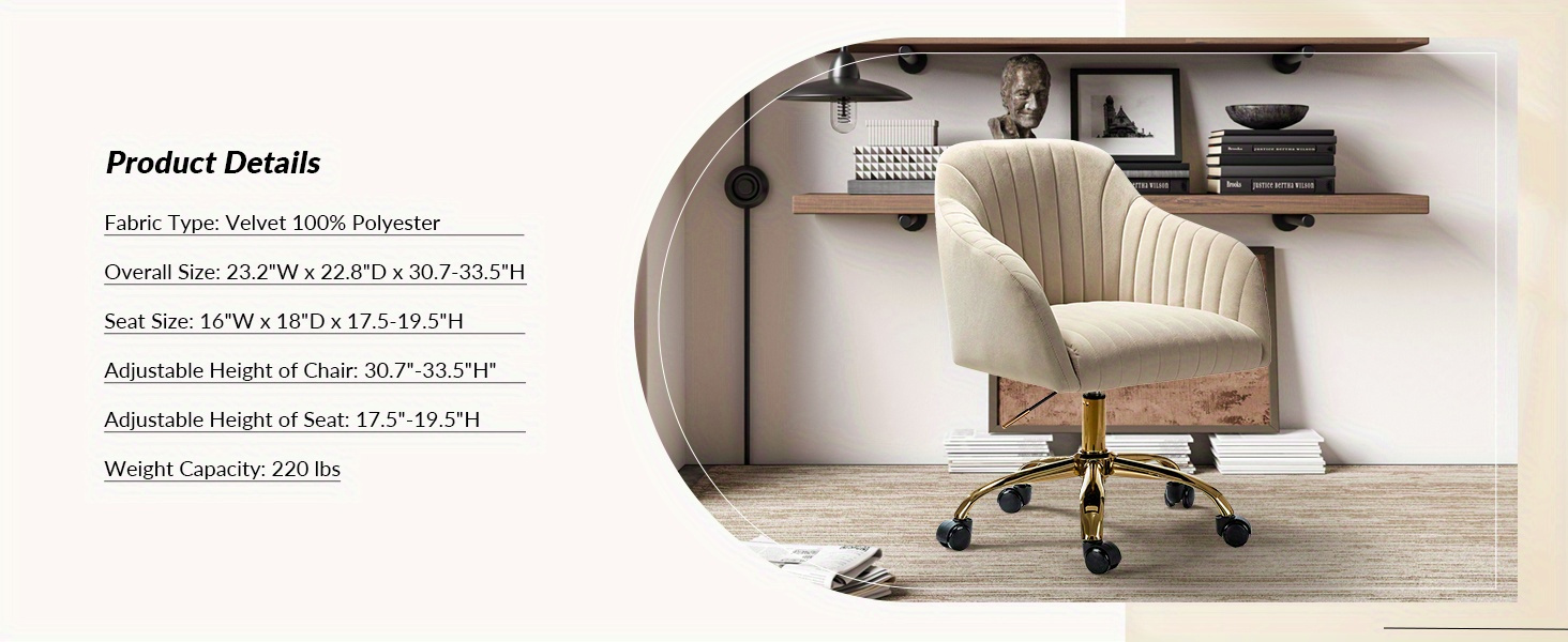 Golden Base Velvet Home Office Desk Chair