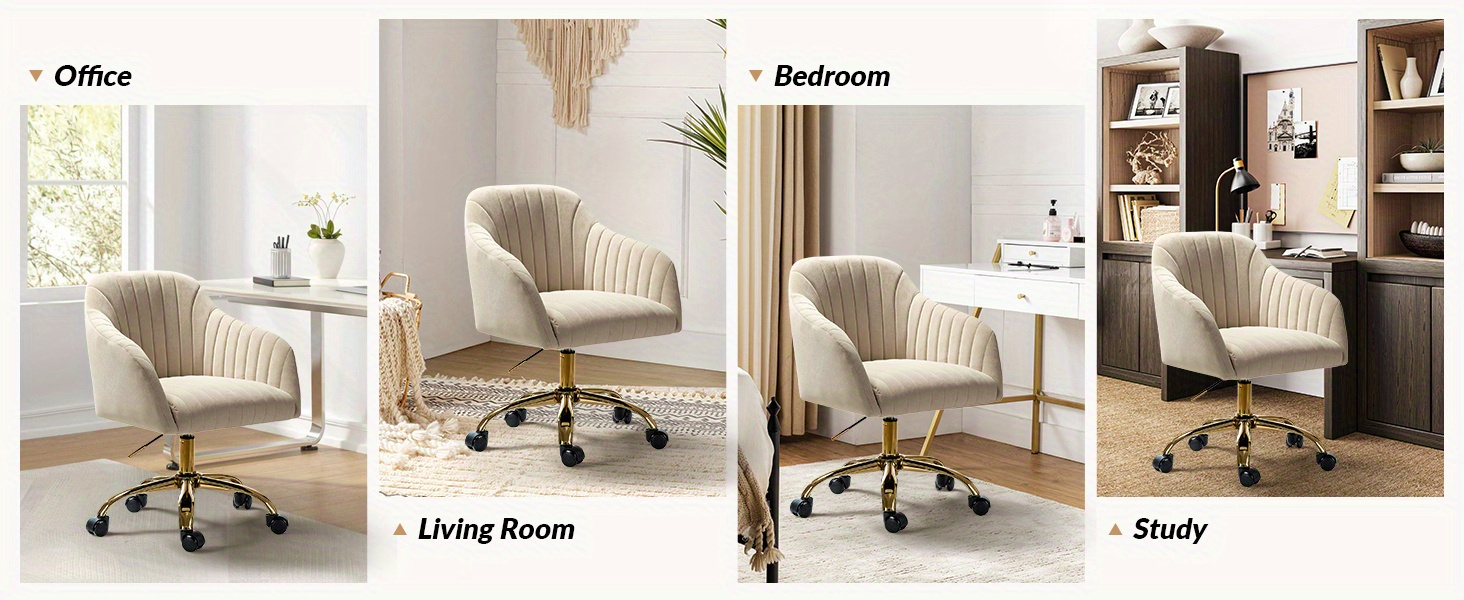 Golden Base Velvet Home Office Desk Chair