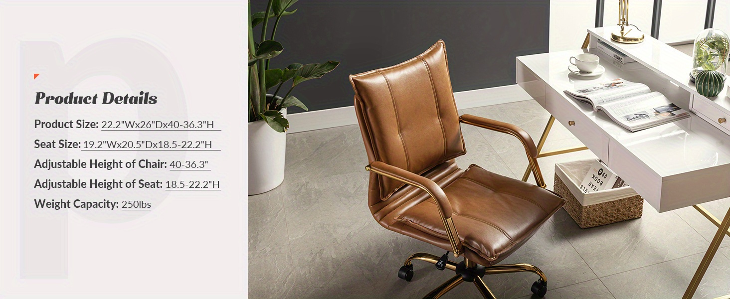HULALA HOME White Faux Leather Office Chair Overview