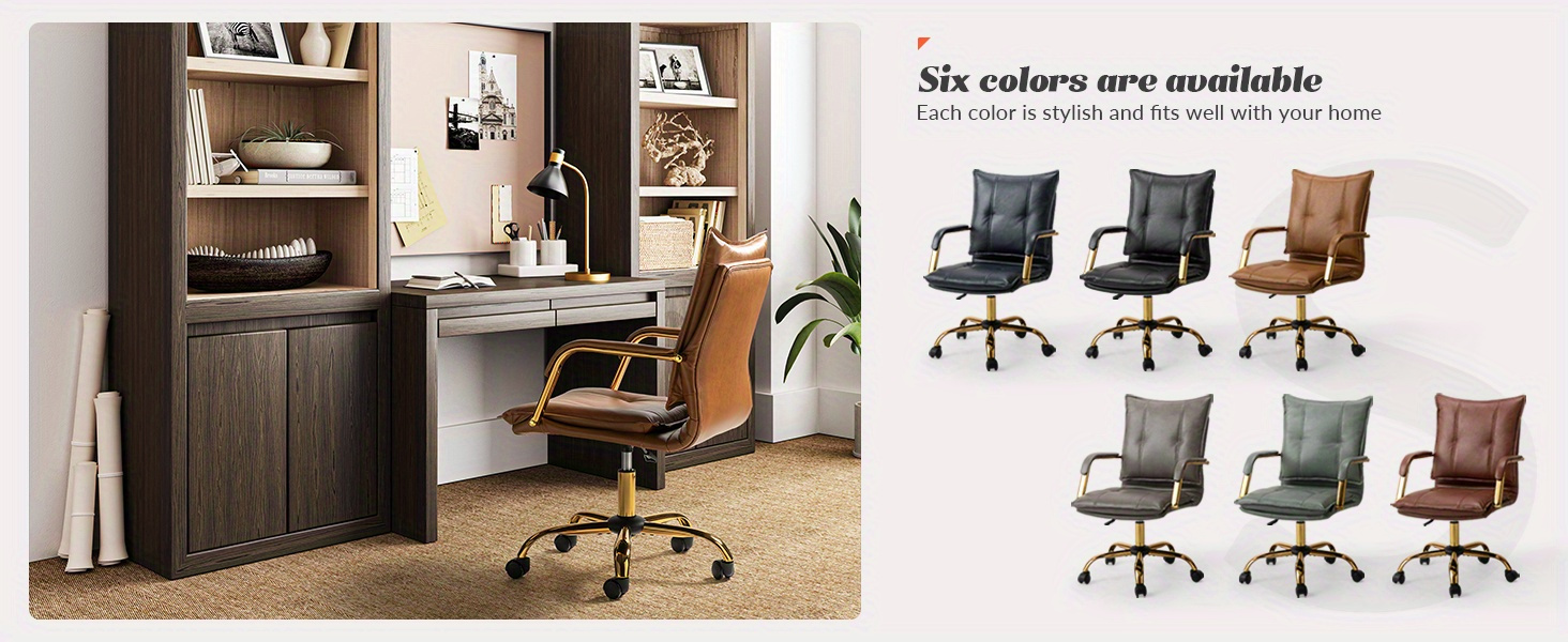 HULALA HOME White Faux Leather Office Chair Features