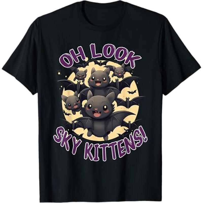 

Funny Bat Sky Kittens Halloween T-shirt, 100% Cotton, Halloween Thanksgiving Christmas Gift For Men Women , S-xxxl, Black