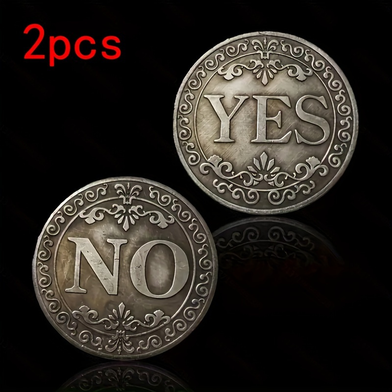 

2 Pcs Unique Floral Yes/no Maker Coin - Novelty For Fun Halloween Christmas Gift-, Artistic Collectible Souvenir, Iron Challenge Coin With -provoking Design For