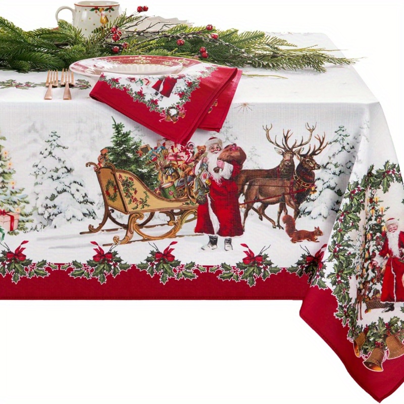 

& Christmas Tablecloth - Washable, Rectangular For Parties & Dinners