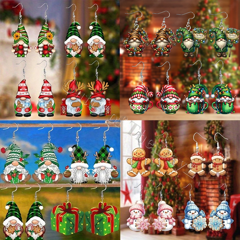 

4pairs/ Set Christmas Drop , Dwarf, Snowman, Man Pendant , Fall/ Dwarf Ornaments For And