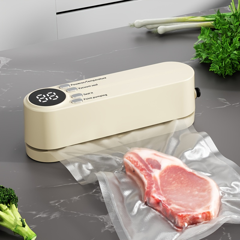 TEMU Vacuum Sealer, Multi-functional Kitchen Vacuum Sealer With - Usb Charging, Strong Suction , With A Reusable Bag