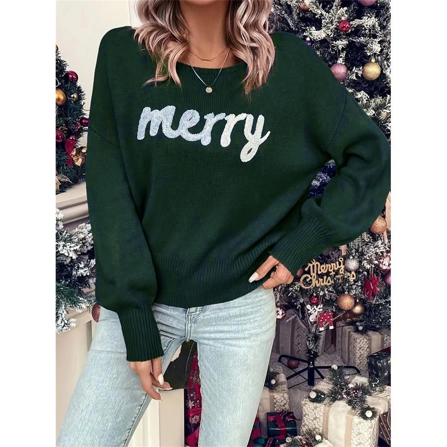 

Women Christmas Sweaters Embroidery Long Sleeve Knitwear For Streetwear