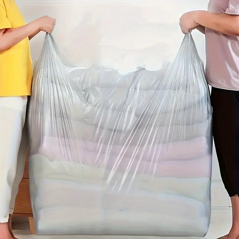 10 pack heavy duty plastic storage bags for moving non food contact durable dustproof and moisture proof packing bags for clothing quilts and luggage with convenient carry handles details 0