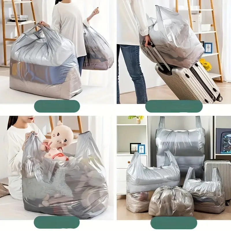 10 pack heavy duty plastic storage bags for moving non food contact durable dustproof and moisture proof packing bags for clothing quilts and luggage with convenient carry handles details 3