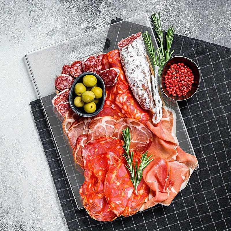 3pcs acrylic cutting board set with handles clear non slip kitchen chopping boards with anti slip silicone feet for countertop protection details 5