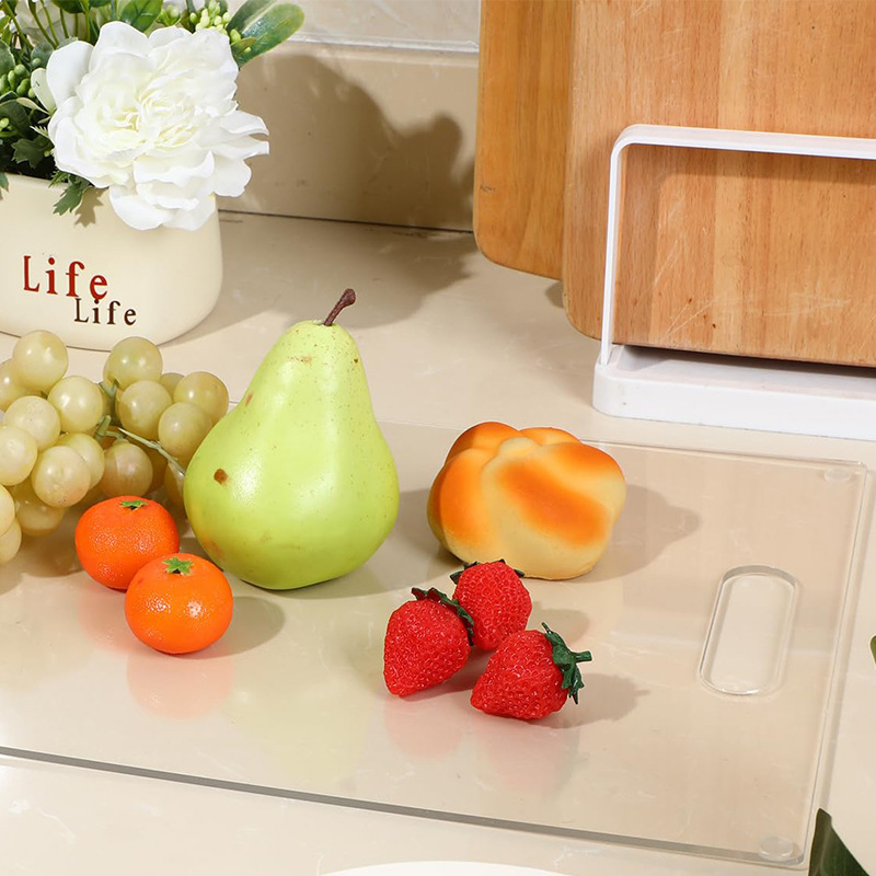 3pcs acrylic cutting board set with handles clear non slip kitchen chopping boards with anti slip silicone feet for countertop protection details 7