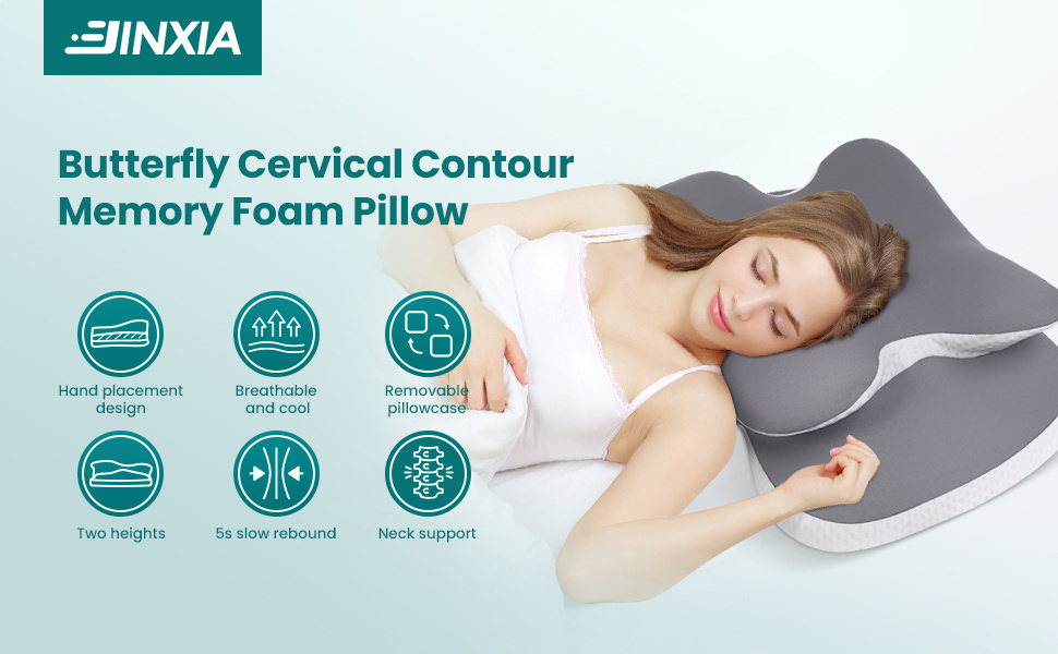 1pc Ergonomic Memory Foam Neck Pillow for Shoulder Pain Relief, Orthopedic Contour Support for Side, Back & Stomach Sleepers with Washable Cooling Ice Cover - Gray, Pillows for Neck And Shoulder Pain