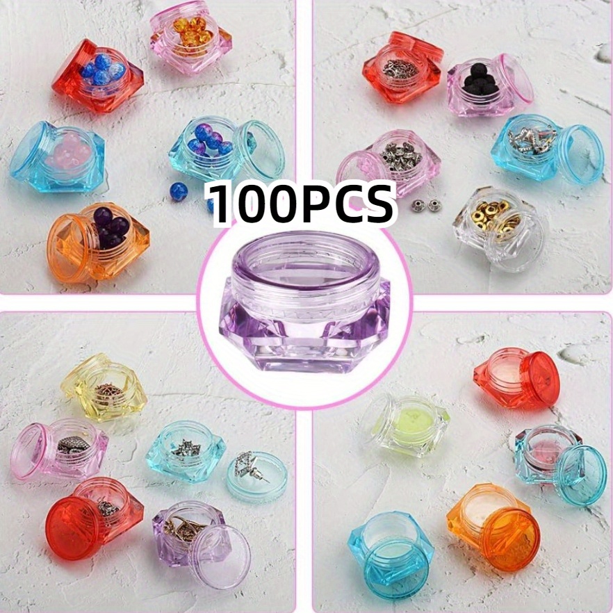 TEMU 100pcs Versatile Cosmetic Sample Jars - Plastic Containers For Creams, Eye , Nails, Powders, Jewelry & More