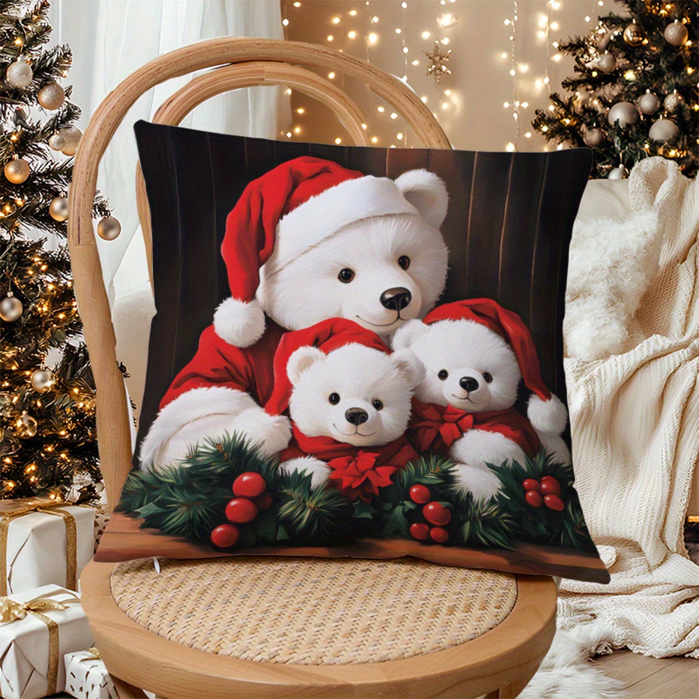 

Christmas 1pc - Polyester, Bear Pattern, For Sofa, Bed, Car, And - ( Not Included)