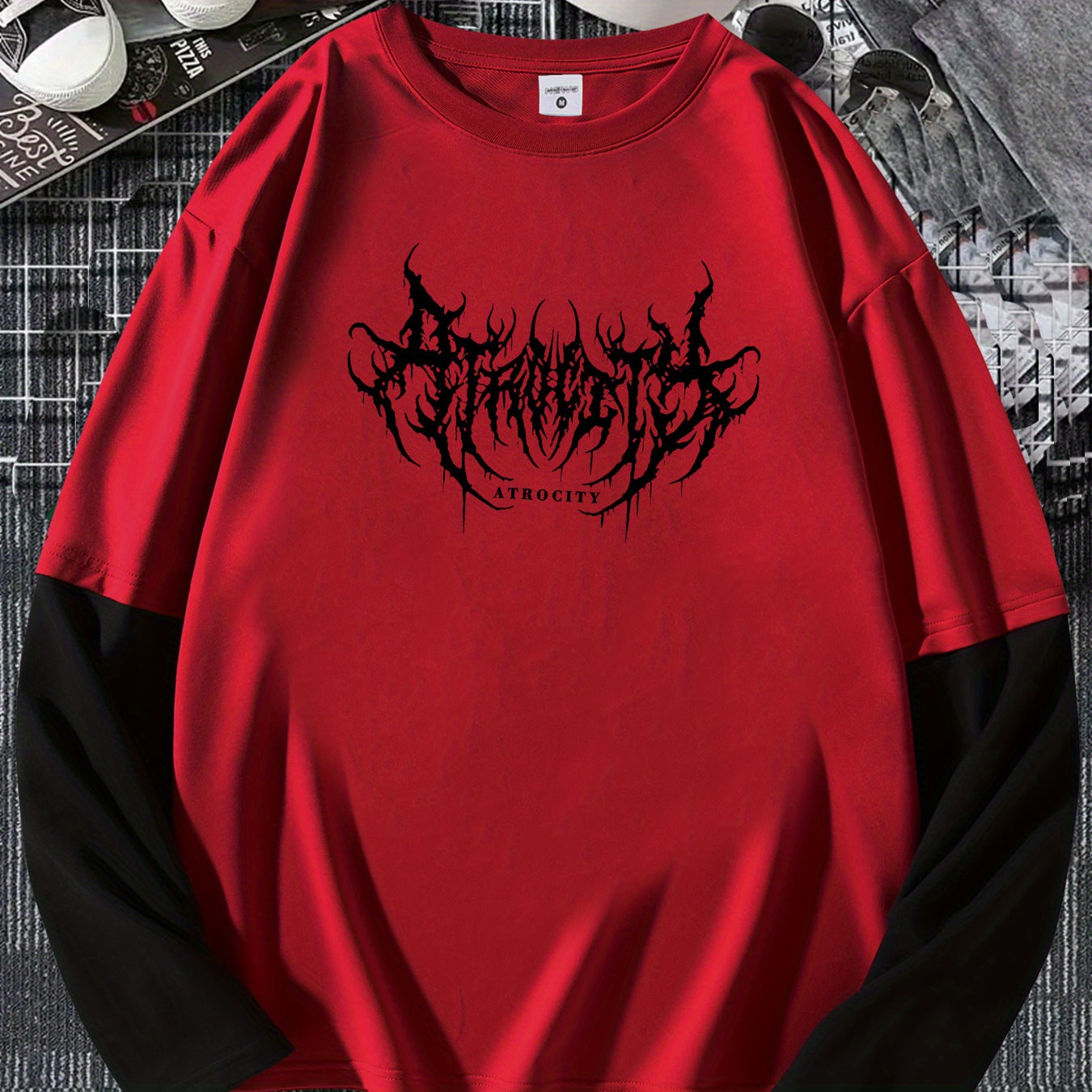 

Men's Casual Long Sleeve T-shirt With Unique Geometric Print - Loose Fit, Polyester, Machine Washable - All