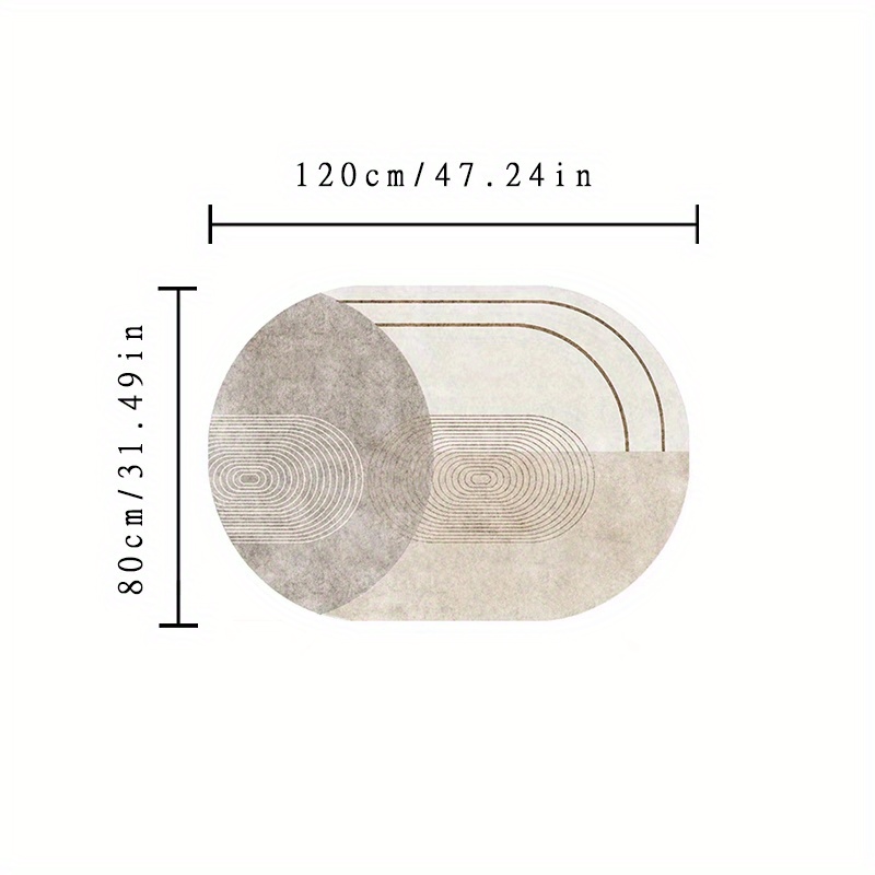 Image of [christmas Decoration] 1pc Elegant Easy Line Oval Rug - Decor Carpet For Living Room, Bedroom And Bedside - Non-slip, Thickened, Machine Washable, Floor Mat To Home Aesthetics