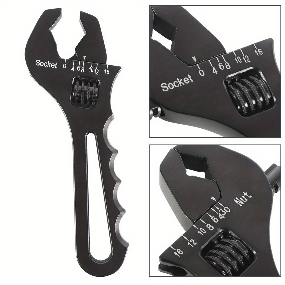 

3an-16an Adjustable Wrench Black Aluminum Tool For Hose End Fitting Adapters