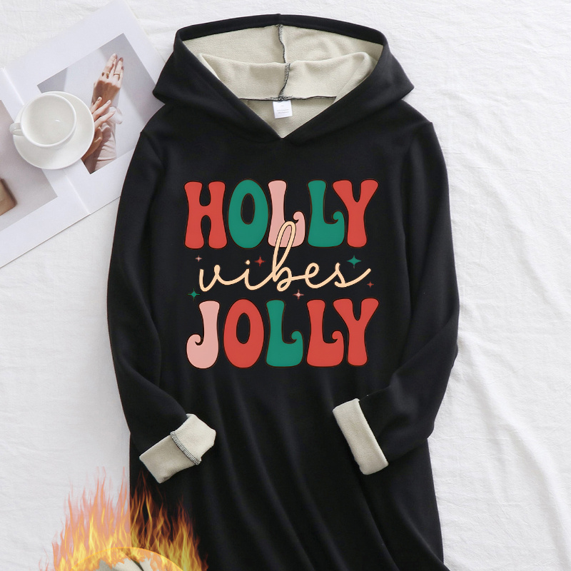 

1pc Women's Plus Size Christmas Hooded - Polyester , For Adults