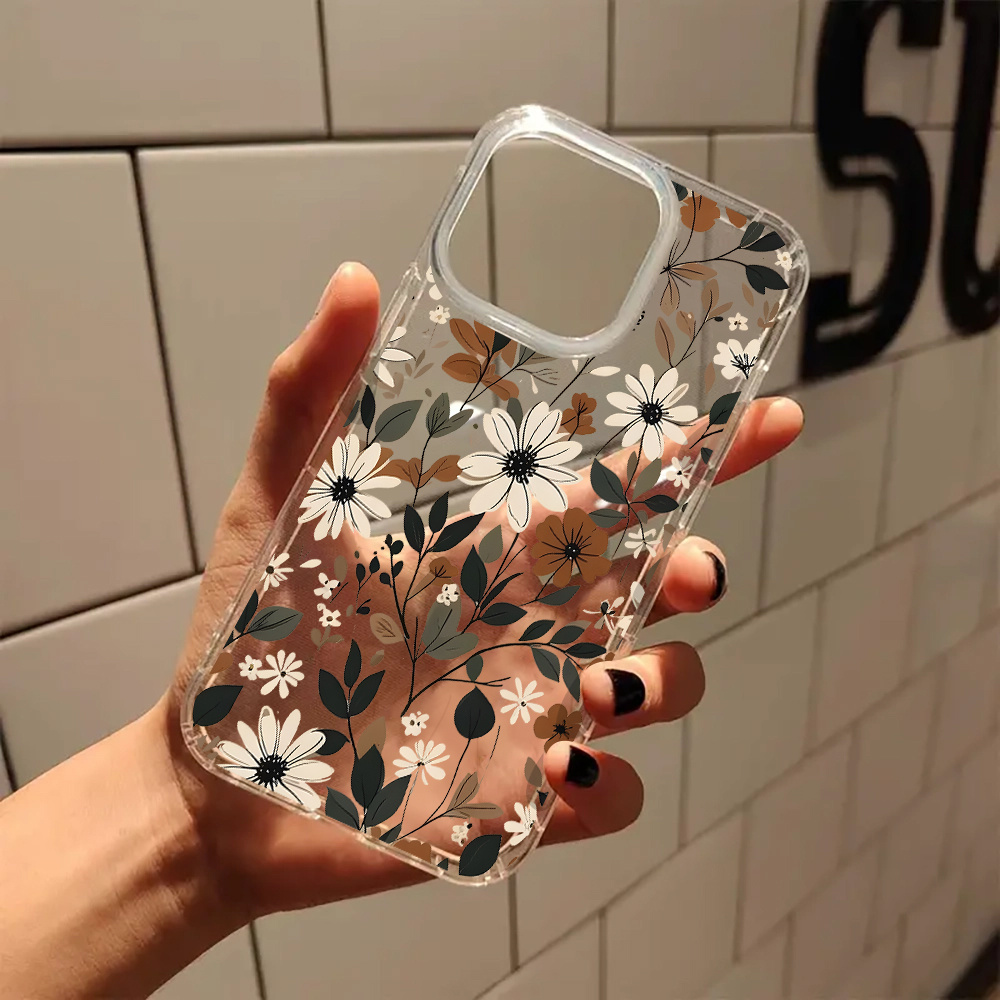 E-shop Hübsche Herbstblumen-Stiele Ästhetische Transparente Herbst-Handyhülle für Iphone 16 Pro Max Hülle Klar 11 12 13 14 15 Pro XR Hülle Transparente