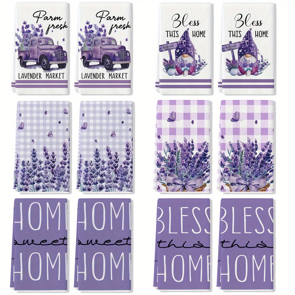 

2pcs Lavender Towels - , Purple & , For Drying & , , For