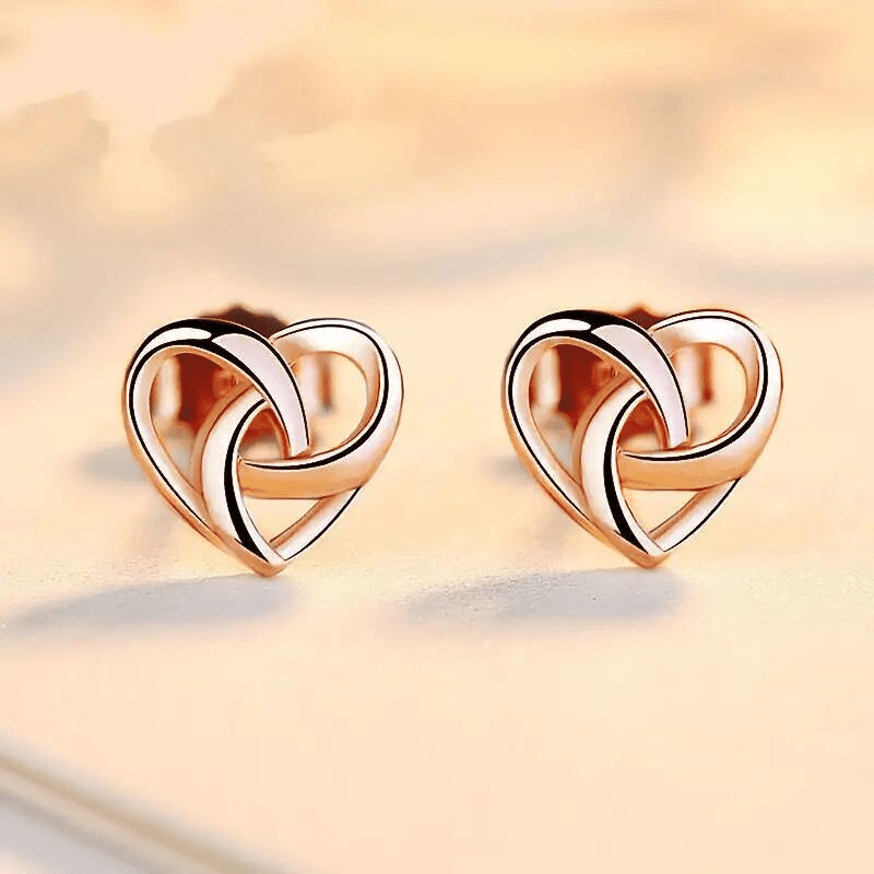 Image of 1 Pair Of Women's Fashion Earrings Simple Heart-shaped Knot Earrings For Women' Banquet Versatile Fashion Valentine's Day Gift