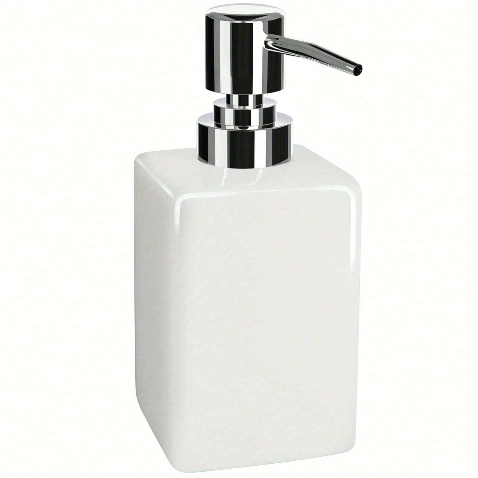 

1pc 320ml Elegant White Ceramic Soap Dispenser With -plated Pump - , Freestanding Hand Sanitizer Bottle For Bathroom, Ideal For Shampoo & Shower Gel