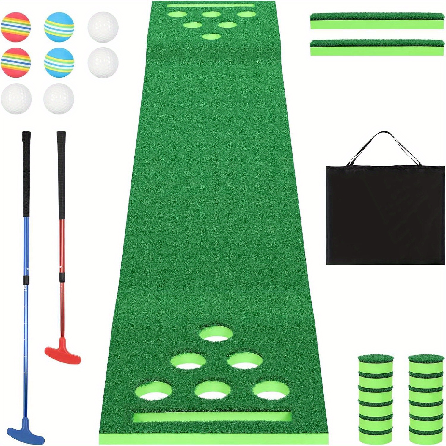 

Party Playset 9.8 Ft Putting Game Mat Complete With 2 Putters 8 Golf Balls And Carry Bag For Indoor Outdoor Fun At Home Or Office