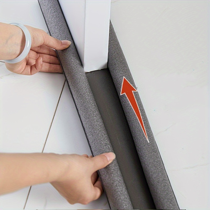 

1pc Flexible Non-adhesive Door Bottom Seal Strip - Soft, Closure For Sealing, Draft & , , Gray With Orange Arrow Indicator