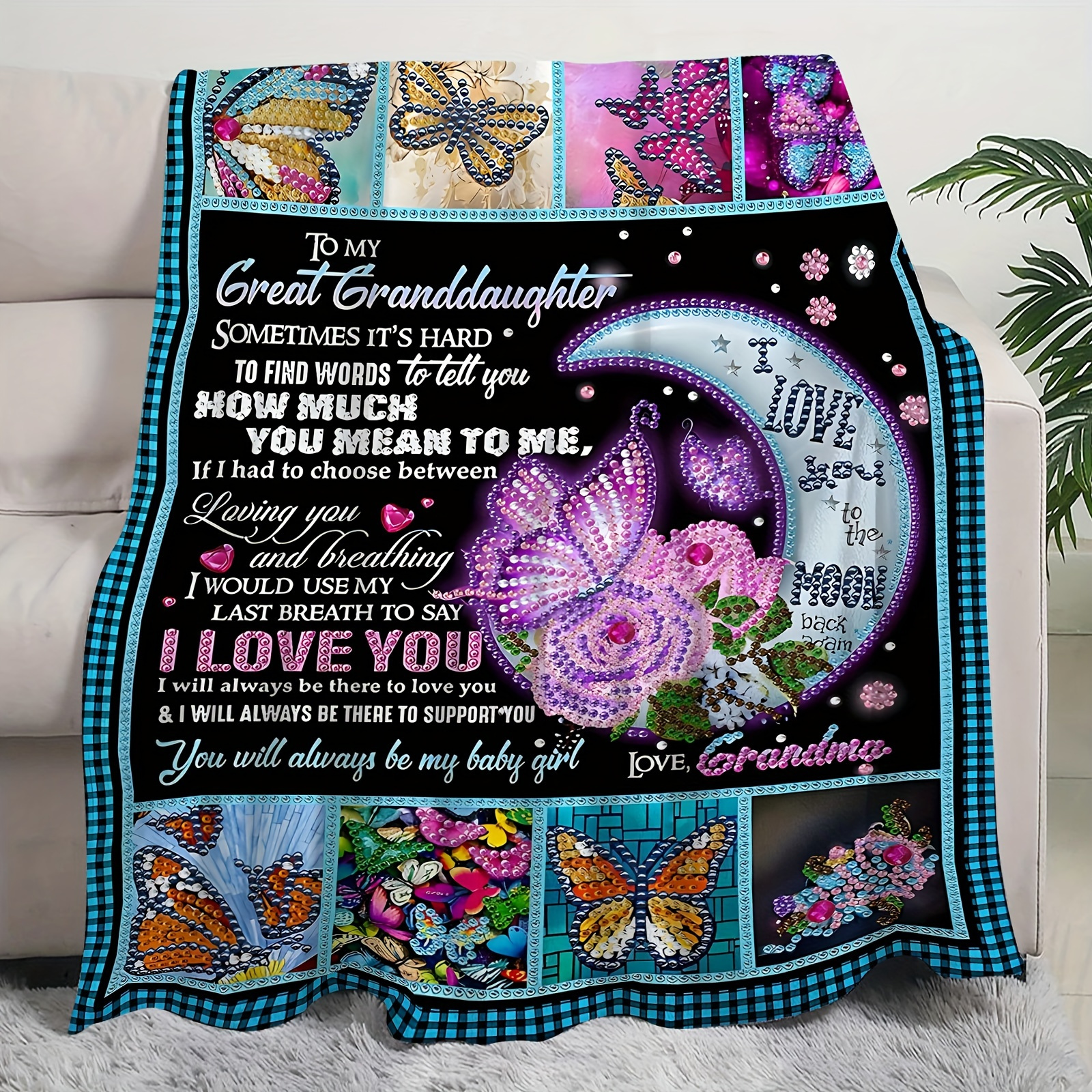 

1 Themed Blanket, Gift From To Great Granddaughter, Plush And Comfortable, Warm And Decoration