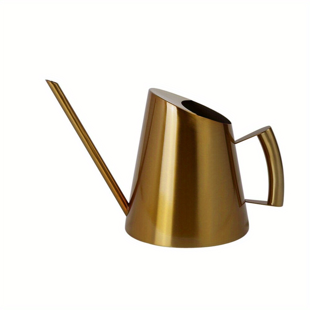 TEMU 900ml Steel Watering Can Long Mouth Watering Can Gold Metal Watering Can Watering Can Jug Pot Sprinkler For