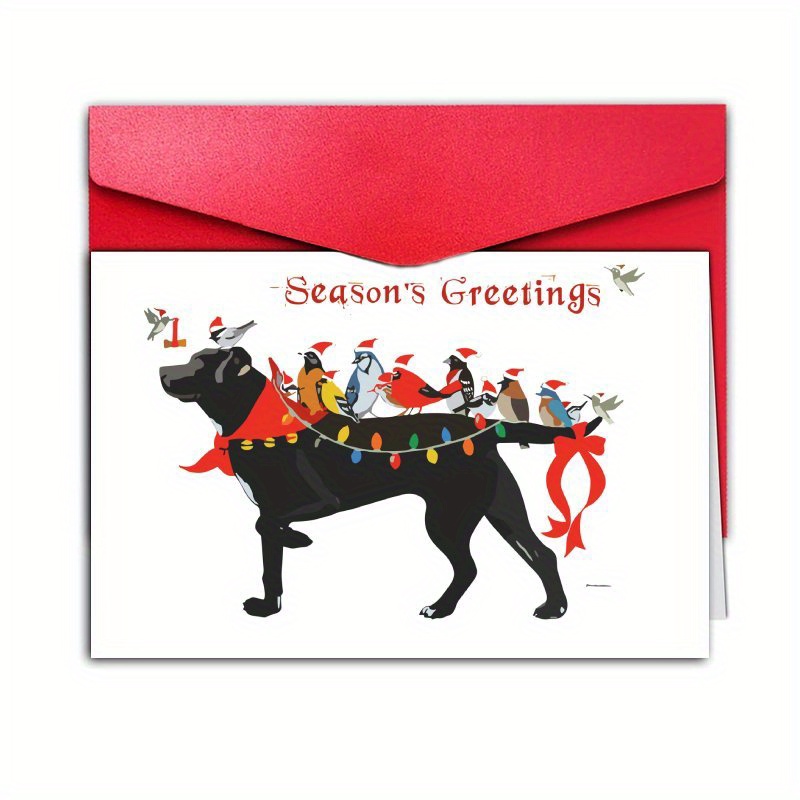 

Christmas Card With & Birds - Greeting , Family, And