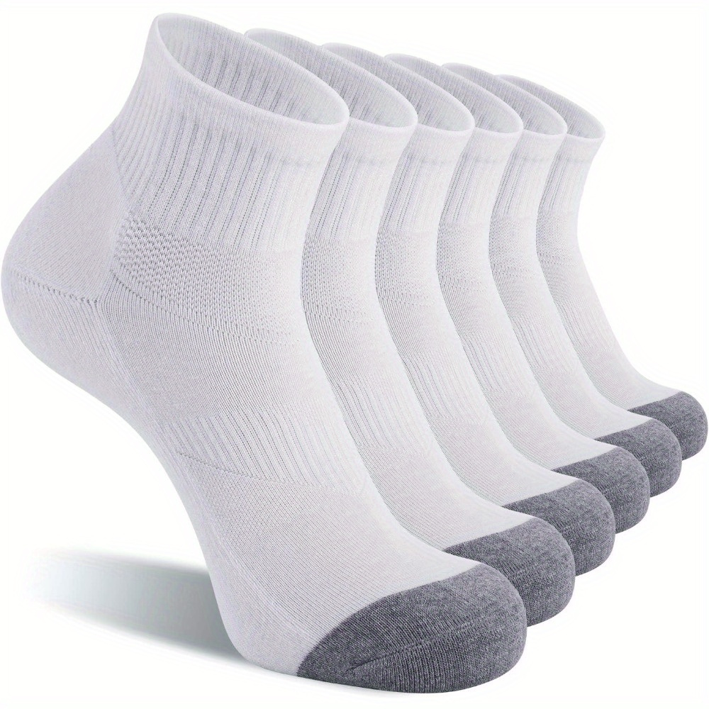 TEMU 6pcs Men's Athletic Ankle Socks Thick Cushion Running Socks For Men&women