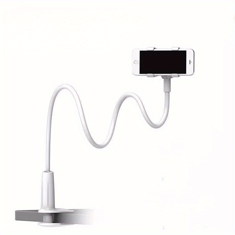 E-shop Verstellbarer Nachttisch-Telefon- & Tablet-Halter mit Doppelklemme und Spiralfuß - Flexibler ABS-Ständer für Fernsehen, Live-Übertragungen und