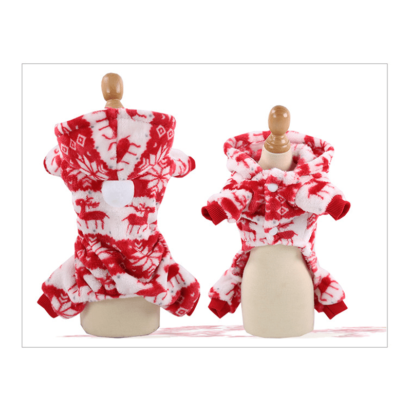 TEMU 1pc, // Dog Coat, Christmas Pattern, - Fleece, Pet Pajamas, , Closure, Polyester Knit , Dog Clothing Accessories