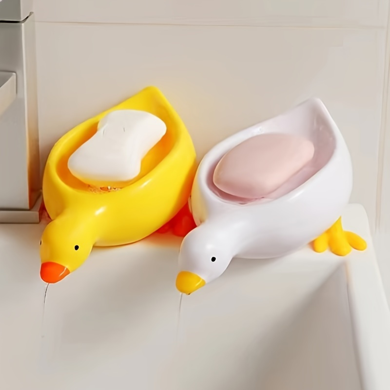 

Adorable Duck-shaped Soap Holder - Wall-mounted, Drainage Design, Resin Bathroom Accessory, 1pc