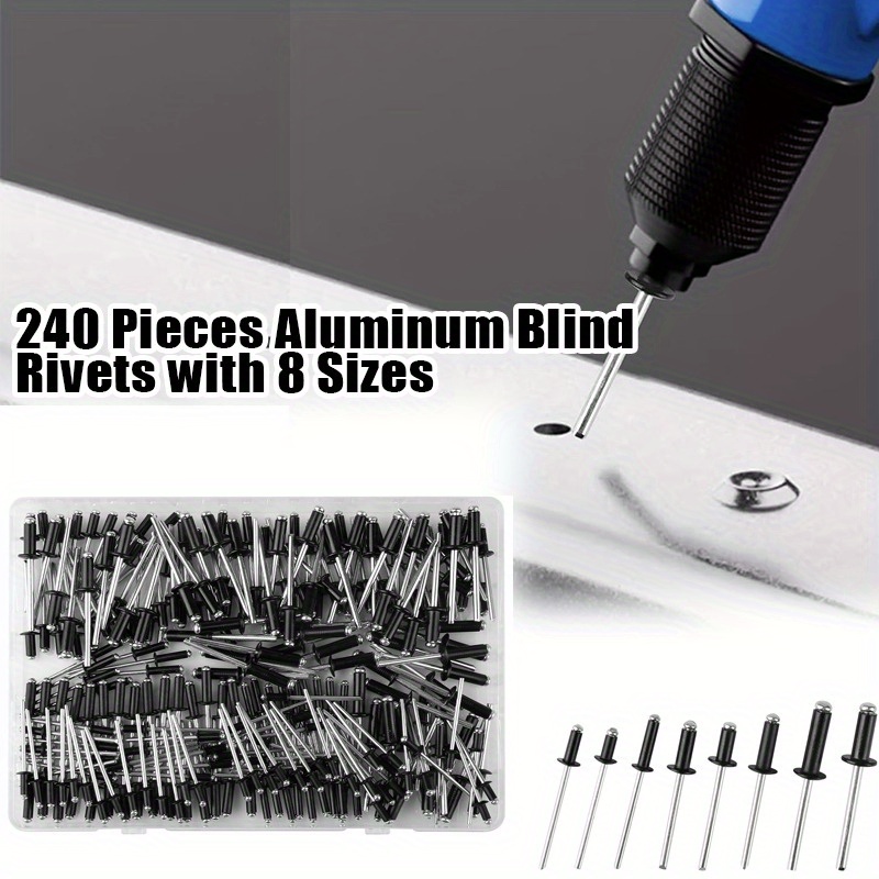 

Aluminium-blindnieten, Pop-nieten Mit Offenem , 240 Pieces Aluminum Blind Rivets With 8 Sizes, Blind Rivets Set, Black Rivets For Storage Box, Metal Tube, Sheet Metal