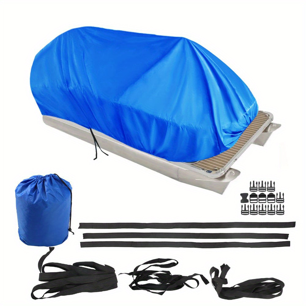 TEMU 21-24 pieds de bateau flottant bleu foncé couverture de bateau robuste avec sac de rangement remplacement pour bateaux de largeur de la traverse