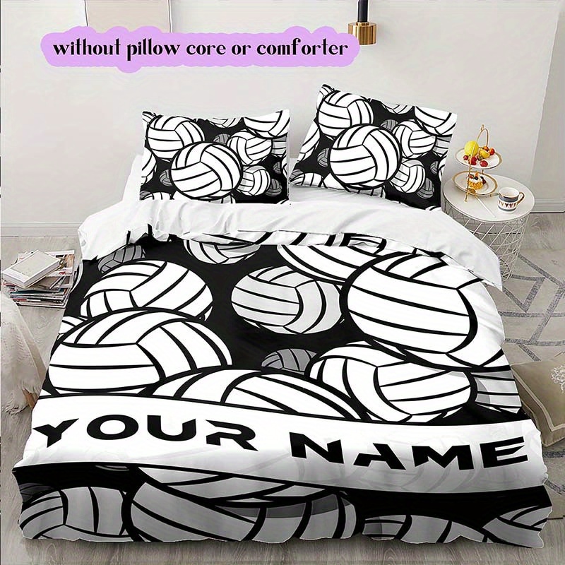 

[customized] Multi-group Volleyball Creative Name Customized Christmas Halloween Thanksgiving Holiday Gift Pattern Printed Quilt Cover (1*duvet Cover + 2*pillowcase, Without )