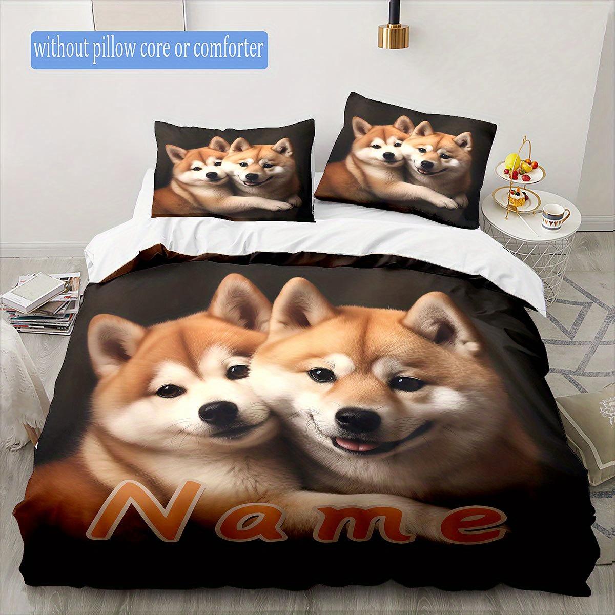 

Name & Cuddling Inu Bedding Set - , - Duvet Cover And Pillowcases (1 Duvet Cover + 2 Pillowcases, No )