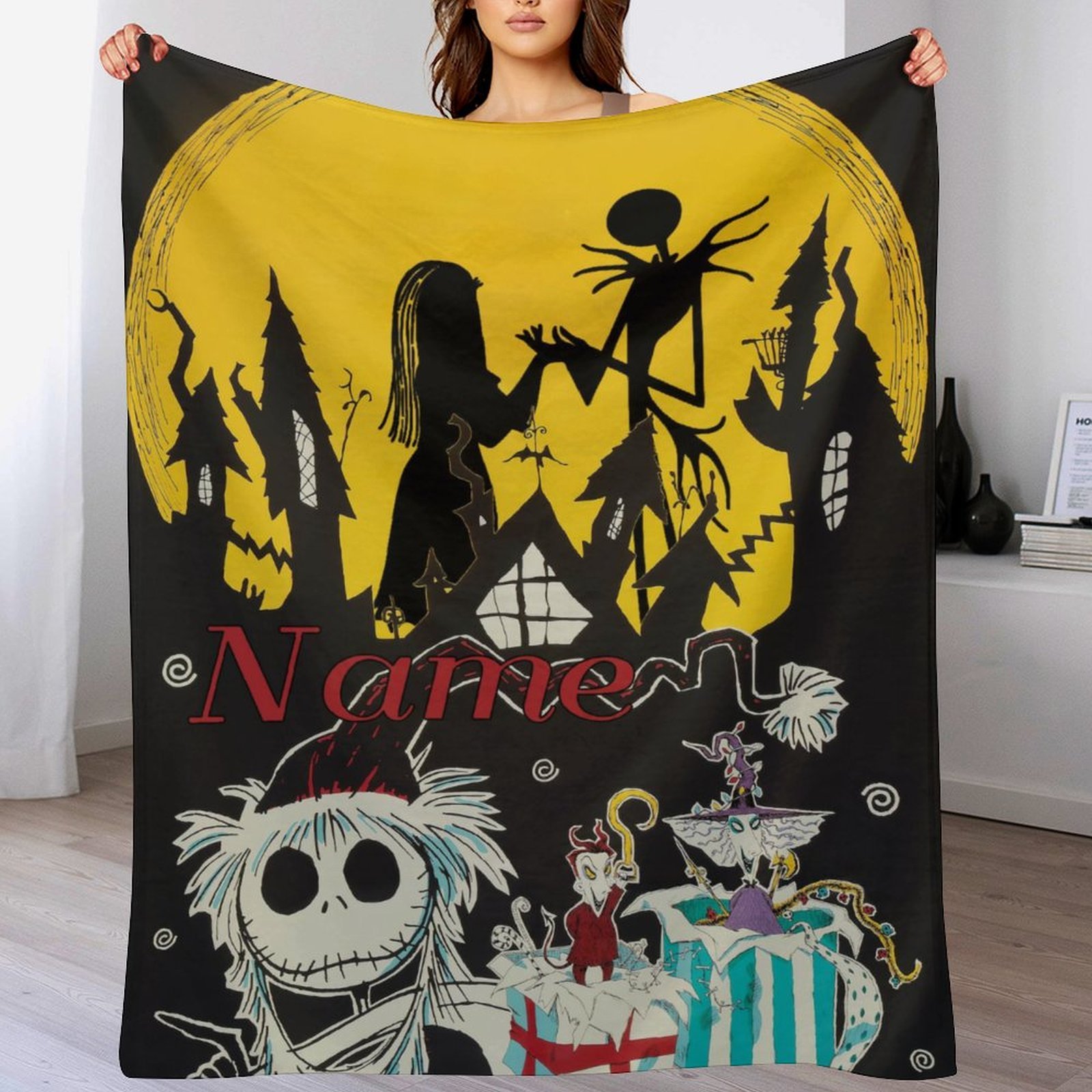 

Customizable Skellington Personalized Blanket - , Blanket For & Decorations