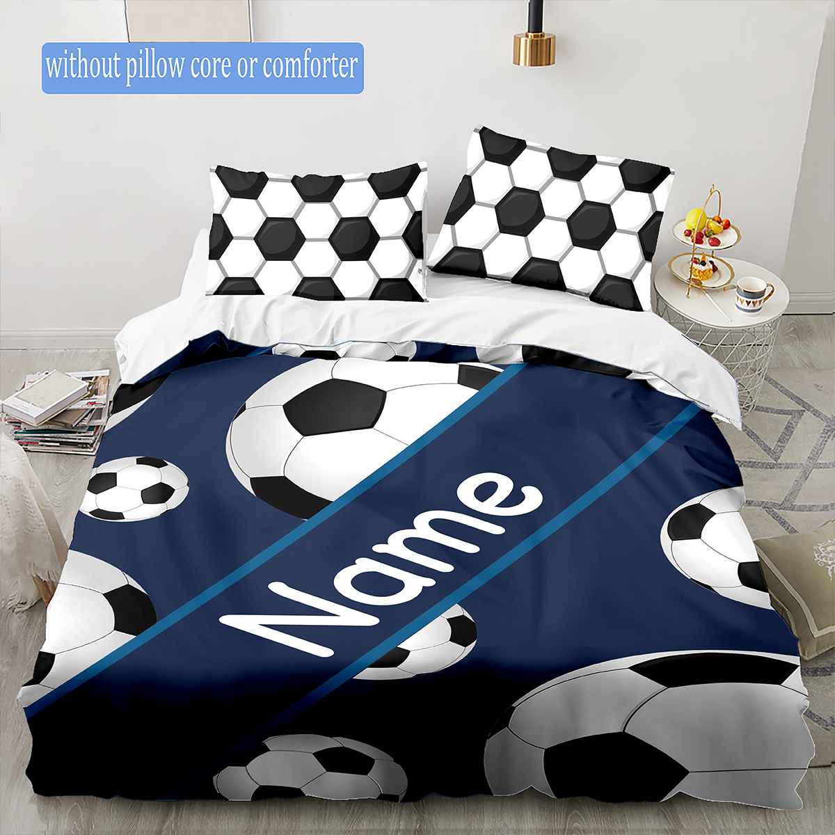 

1 Set Customizable 3d Name Duvet , Bedding 2 Pillowcases, - , , Zip , , Washable - For Bedroom Decor And