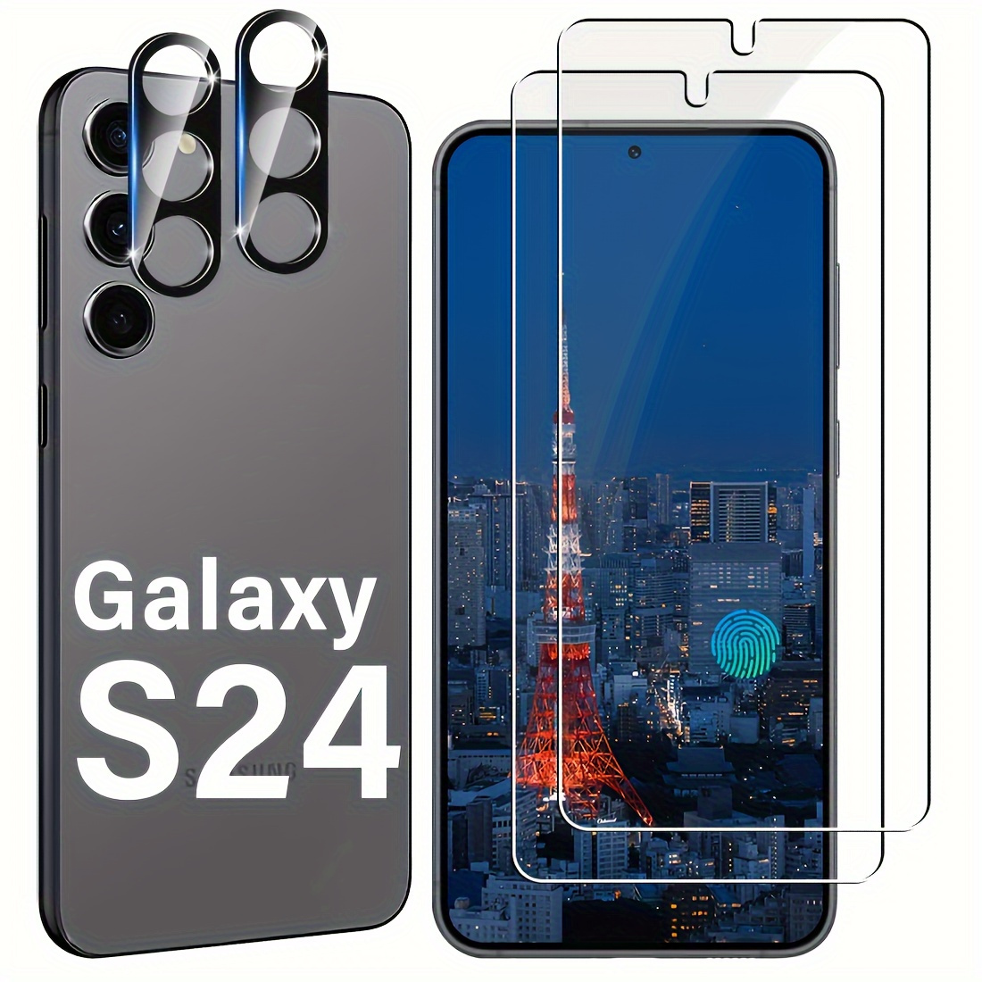 2pcs Tempered Glass Screen Protectors And 2pcs Camera Lens Protectors For Galaxy S24 5g/23+ 5g/s22 5g/s21 - Glossy, Hd , Case-friendly, Scratch-resistant, Bubble-free