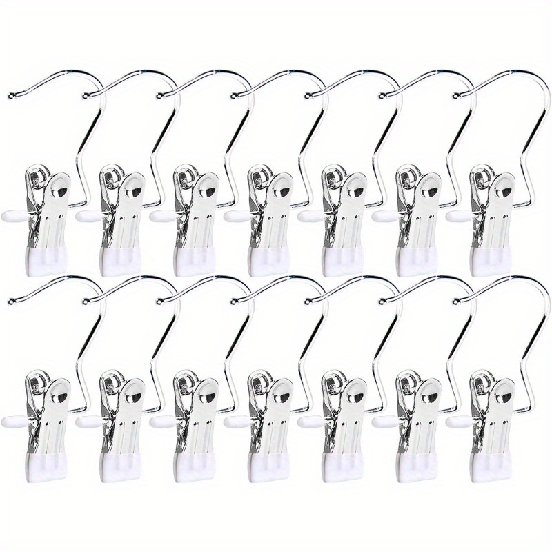 

36pcs Stainless Steel Clothes Hangers With Clips, Space-saving Laundry Hanging Clamps, For Jeans, Hats, Tall Boots, Towels, Boot & Coat Hooks With Clamps, Clothes Pins